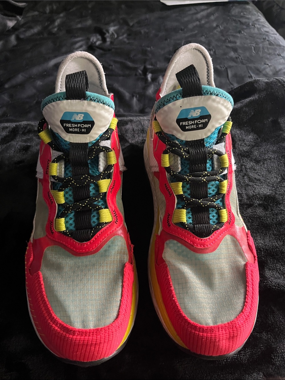 New Balance men’s Bright red/orange clear, Yellow & Teal Fresh Foam Sneakers